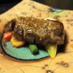 Wa Tei Zekomichi - 強肴：黒毛和牛サーロインステーキ　温野菜・梅ゴマソース