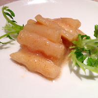 四川料理 龍の子 - お通し ホワイトアスパラの海老卵ソース(500円)