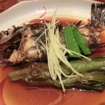 海鮮問屋仲見世 - メバルの煮付け。一緒に炊き上げた葱もまた美味です( ´ ▽ ` )