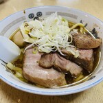 長八 - ネギチャーシュー味付けたまごトッピング（大盛り）