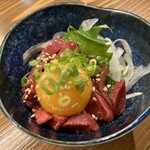 焼き鳥・肉刺し すみか - チレとろユッケ（息子お代わりしてました）