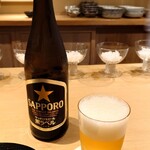 富小路 やま岸 - サッポロ生ビール 黒ラベル 中瓶