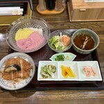 味亭花の家 - 三色素麺とカツ丼
