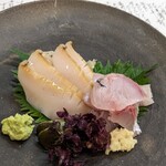 割烹 市川 - お造りは鮑と鰺を