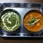 ビンディカ - Bランチ　選べるカレー2種でチキンサグカレーと日替りのシーフードカレー