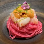 Gustare 佳乃や - ビーツ、甘海老、雲丹の冷製カッペリーニ