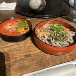 鉄師 卜蔵家 鈩の舎 カフェタタラノイエ - 割子蕎麦は先に提供されました
