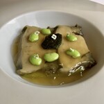 レストラン オオツ - 1kg近い黒鮑 & 肝　黒鮑の出汁ゼリー