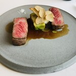 レストラン オオツ - 常陸牛"煌"(脂の融点が58度)、水茄子、筍