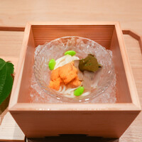 わたなべ - 素麺、蒸しアワビ、北海道の枝豆