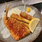 すし おおまさ - 味わいフライ、アスパラ肉巻き