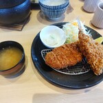 とんかつ神楽坂さくら - あじフライとロースカツ定食