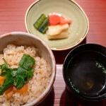 のどぐろ専門 銀座中俣 極 - のどぐろ土鍋ご飯　唐墨添え