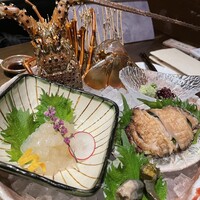 いせもん本店 - 伊勢海老とアワビの活け造り