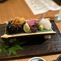 銀座ろくさん亭 - ③雲丹殻付、走り鯛、真蛸湯引