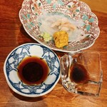 日本料理 五感 - おこぜと紫ウニ　胃袋　トラフグの肝