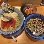 麺家 たけ田 - 魚介出汁の昆布水つけ麺と白イカのいか飯