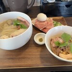 鶏×麦 らら - 特製貝出汁ラーメン　➕　チャーシュー飯