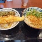丸亀製麺 - 釜玉並+ごはん＋天ぷら2品
