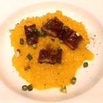 SEASONS - 芸術のアルデンテ具合、サフランのリゾット　シェフの釣った天然鰻　バルサミコも使った蒲焼風ソース