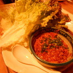 駒沢 ひろの亭 - 2014/3 なっとうキムチいためレタス包み