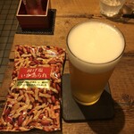 麹町いづみや しろ - あがりビール・あげ塩いかあられ 