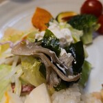 キッチン ブルー グローブ - 卵の白身と茸の愚材