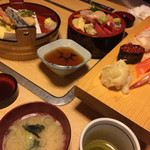 寿司処 美津本 - 天ぷら・握りのセットと中生チラシをシェア