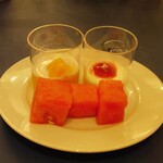 福山ニューキャッスルホテル ビアホール - デザート：すいかとヨーグルト系２種 (2024.07.14)