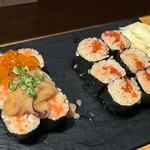 あて鮨 喜重朗 - 通風巻き1,180円　すじこ醤油漬け880円