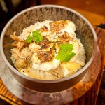 炭と蕎麦と釜めし はら田 - 真鯛と舞茸の釜飯