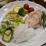 キッチン ブルー グローブ - ワンプレートにして