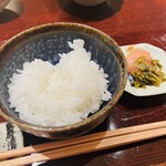 銀座 青天 - ・土鍋ご飯　明太子　味噌汁