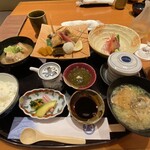 加賀屋 金沢店 - のどぐろ塩焼き定食。4600円。菊姫1合　1200円。