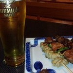 兵六玉 - 生ビール&焼き鳥盛り合わせ☆