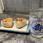 味噌坐　玉響 - 焼きおにぎり（左から　味噌、味噌溜まり）、やわらぎ