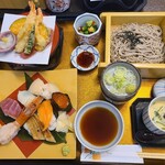 和食麵處 Sagami 近江八幡店 - 上寿司天ざるそば御膳(7貫)(2,050円)