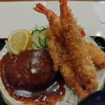 かつら - ハンバーグ＆エビフライ定食