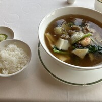 ジャスミンガーデン - 五目スープそば、ライス、ザーサイ