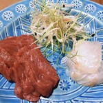 みかみ - スズキの昆布〆＆馬刺し