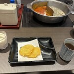 寿司しゃぶしゃぶ ゆず庵 - アレンジ（ソフトクリームバニラ、さつまいも）、お茶