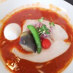 鶏×麦 らら - 夏野菜のトッピング！プラス味玉！