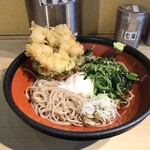 そばの神田東一屋 - アサソバビンボー！　
      冷し朝そば＋えびかき揚げ！