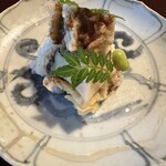 徳ㇵ本也 - 鮑の天ぷらとおこわ