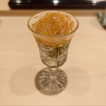 すし 良月 - 上部はすっぽん出汁の煮こごり、下部は鮑の肝のお酒が進む珍味