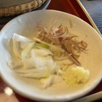 絹引の里 - 薬味はねぎ、みょうが、生姜。
