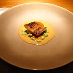 Metis - 北海道網走産釣りキンキ　炭焼き　雲丹　枝豆　吟醸酒粕　塩ベルガモット