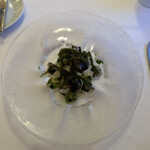 ラ・トゥーエル - 5.舞鶴産トリガイ、海葡萄、冬瓜、キュウリ、青海苔のジュレ。