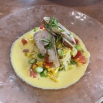 イタリア料理 チャオチャオ - スモークチキンとコーンの冷製パスタ