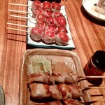 炭火焼とり えんや - 豚焼き、トマトベーコン